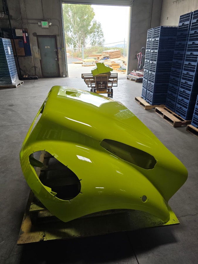 Freshly painted truck hood