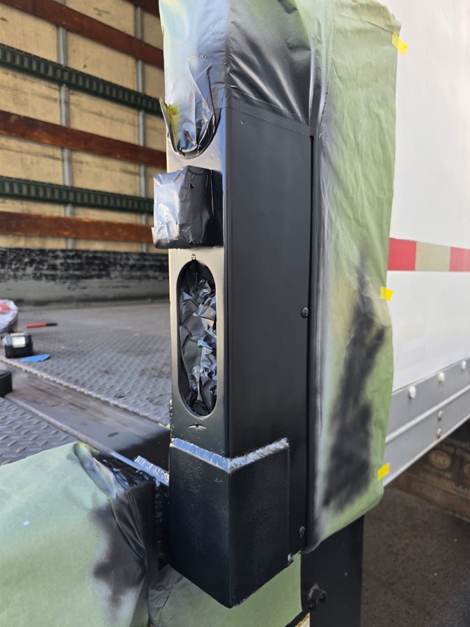 Painted box truck corner post