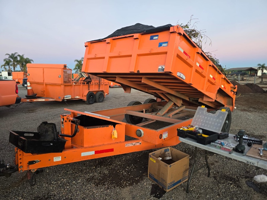Orange dump trailer