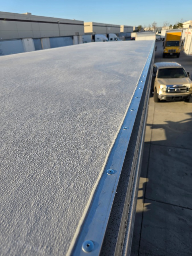 Finished white box truck roof