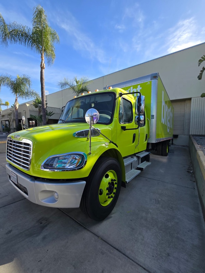 Box truck after collision repair and repaint